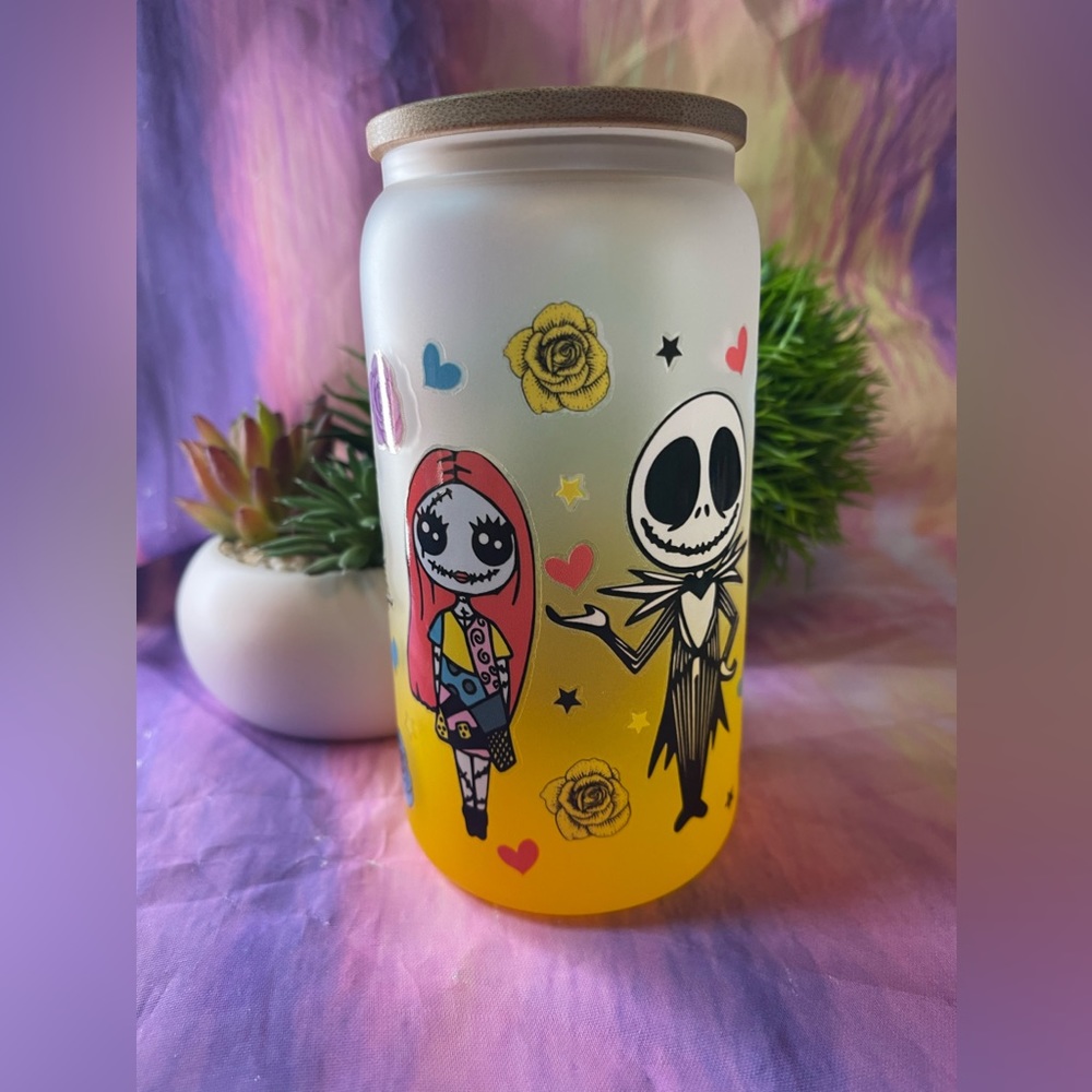 Nightmare 16oz Glass Tumbler with Bamboo Lid